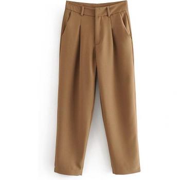 ZXQJ Women's Brown Vintage Jacket and Pants Set