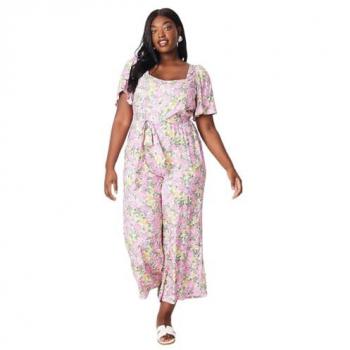 Women's Floral Print Tie Waist Overall