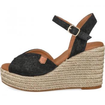 Sandalias Cuñas Popa en color negro con grabado