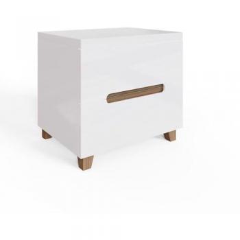 Veloce High Gloss White 2 Drawer Bedside Table with Quick Assembly