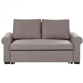 BELIANI Light Brown Polyester Sofa Bed