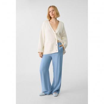 Pantaloni morbidi lunghi Stradivarius misto lino Azzurro S