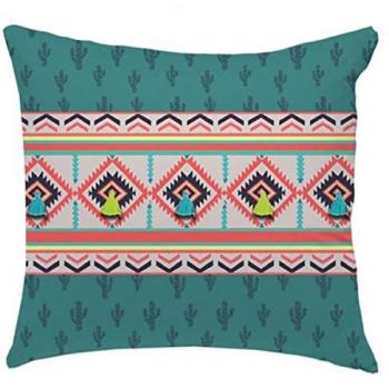 Coussin Pompon Tissu Coton 40x40 cm – Vert