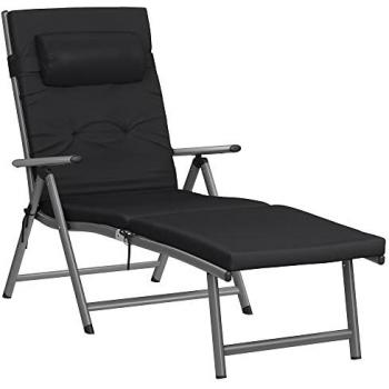 Black Adjustable Sun Lounger with 6 cm Foam