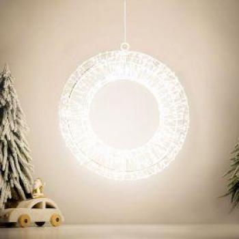 Corona de Navidad 38 cm, 960 LED blanco cálido, temporizador y IP44