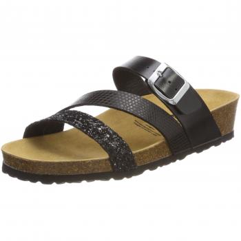 Lico NATURAL GLITTER Damen Pantoletten, Schwarz, 40 EU