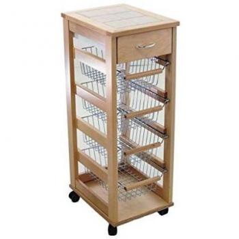 Carrello Portafrutta Vesuvio Naturale Salvapazio Mattonelle Decorative in Legno Massello 380526