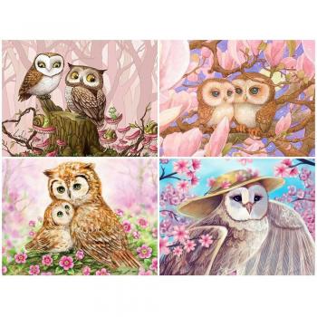 Rhinestone Owl Home Decor Art – Light Blue (20×30 cm)