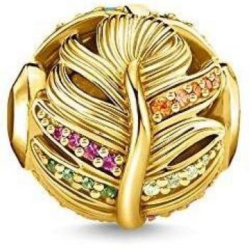 Charm de Pluma de Plata con Baño de Oro de 18K