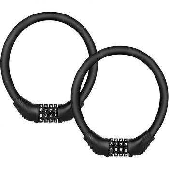SécuriBike Antivol 2 pièces, cadenas noir à code 4 digits