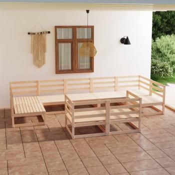 Outdoor 9‑Piece Solid Pinewood Lounge Ensemble