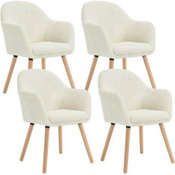 Set 4 Sedie Salotto Velluto Crema – Gambe Misto