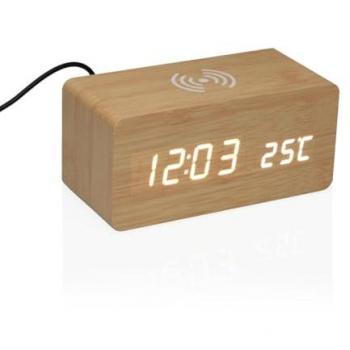 Reloj Minimalista de Madera MDF con Cargador Incorporado