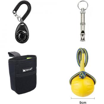 Complete Dog Training Set: Whistle, Clicker, Rope, Ball, Ring Puller for Large Breeds