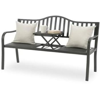 Set de jardin Relaxdays : Banc 3 places + Table pliante en acier anthracite – 90 × 150 × 57,5 cm