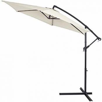 Parasol en aluminium crème Ø 330 cm avec manivelle Protection UV 40+