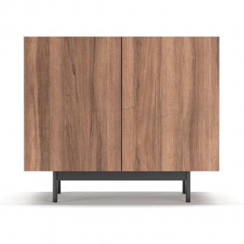 Buffet de rangement en mélamine – Design PRINTED, double porte noyer