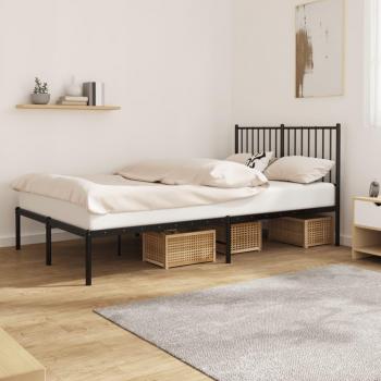 VidaXL 4FT Small Double Bed Frame with Headboard Black 120x190 cm