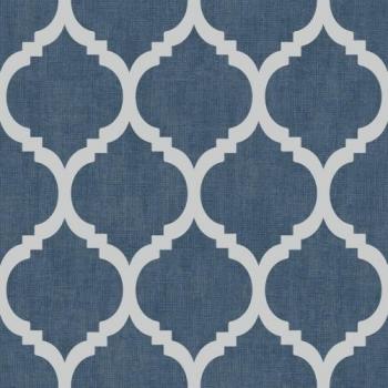Muriva Darcy James Zara Trellis Muurdecoratie 10m x 53cm Argenté/Bleu
