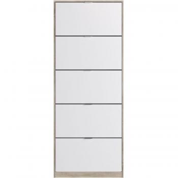 Meuble à chaussures 5 portes chêne-blanc