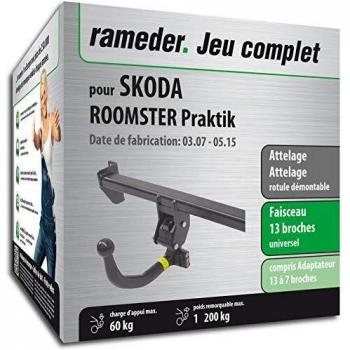 Attelage démontable pour Skoda ROOMSTER Praktik avec faisceau 13 Broches