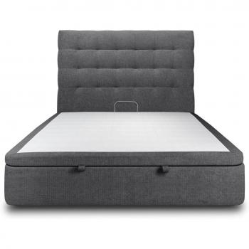 Lit coffre noir 200x200 avec tête de lit rembourrée
