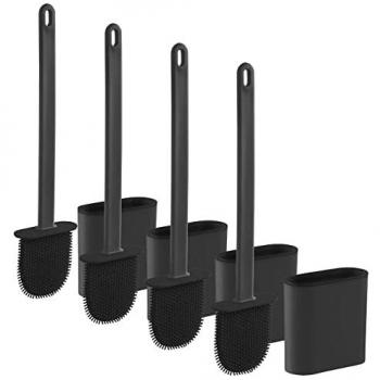 Set de brosses de toilette silicone noir à 4 unités