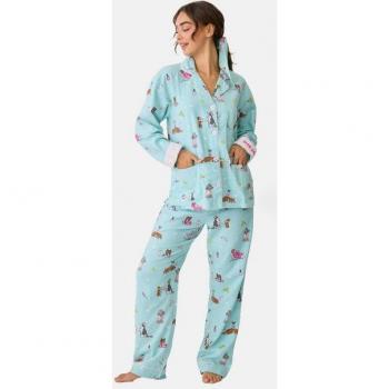 PJ Salvage Damen Pyjama Langarm Flanell Mintgrün