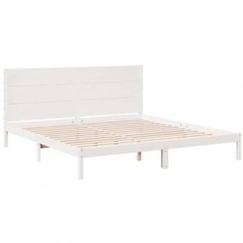 White Extra Long Bed Frame without Mattress 180x210 cm Solid Wood