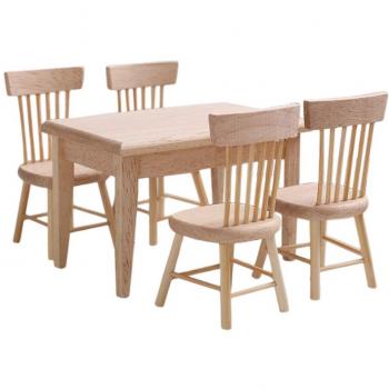 Table et Chaise en Bois pour Maison de Poupée 1/12