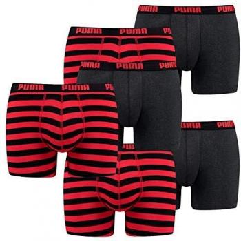 Puma Men's Stripe 1515 Boxer Swim Trunks, Red Size: 030