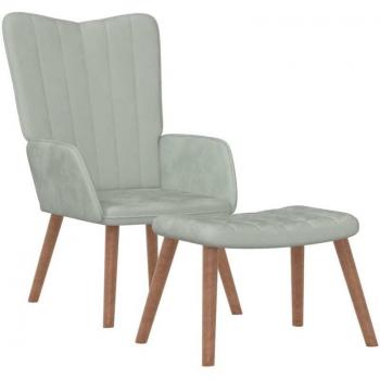 Sillón de Estilo Moderno con Reposapiés en Terciopelo Gris