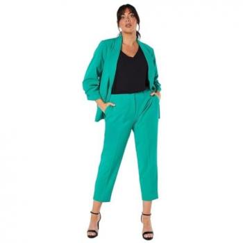 Womens Curve Green Ankle‑Grazer Pants – 24