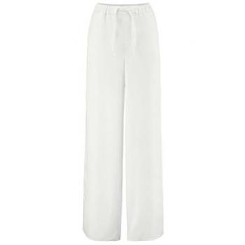 Hessnatur Wide Leg Relaxed Damenhose – Weiß aus TENCEL™ Lyocell und Leinen, Größe 38