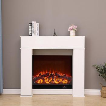 White Fireplace Surround Console Table with Hidden Storage Unit