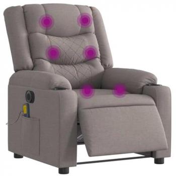 Taupe Stoff Massagesessel elektrisch