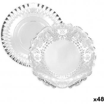 Bandeja de Aperitivos Redonda Plateada 23 x 23 cm (48 Unidades)