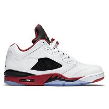 Nike Men’s Air Jordan V Retro Low Top Basketball Sneakers in White, Red, and Black