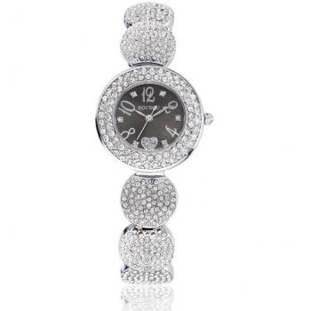 Reloj Sousou S6097 para Hombre Corazón Brillante Cuarzo Plata y Negro