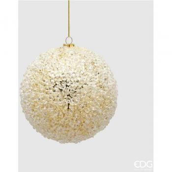 Palla natalizia in vetro oro con finitura diamante Ø10,5cm