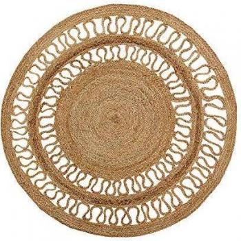 Tappeto Tondo Juta Beige Ø 120 cm Stile Boho