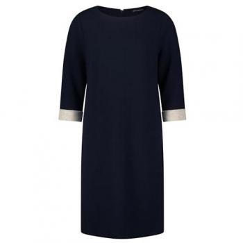 Betty Barclay Knielanges Kleid mit Rundhalsausschnitt, Größe 46, Marine