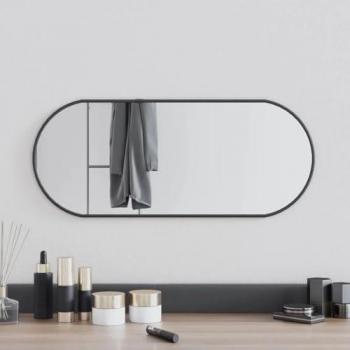60x25 cm Black Oval Wall Mirror