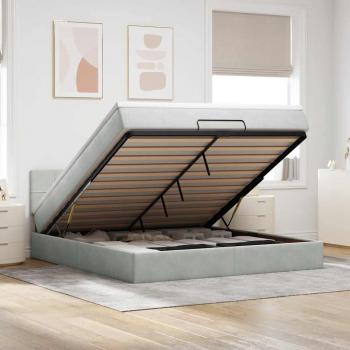 Velour Ottoman Bed, Grey Light 180x200 cm – Vidaxl