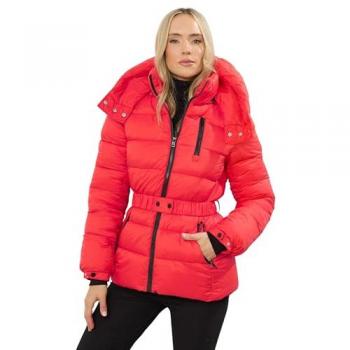 Coat Long Tall Sally à ceinture rouge et rembourrage