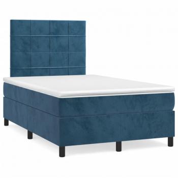 Lit avec sommier à lattes et matelas LED bleu foncé 120x190 cm