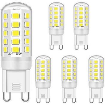 Ugvmn G9 LED Glühbirnen dimmbar 4W, Ersatz für 28W 30W 40W Halogen, Kaltweiß 6000K, 5er Set