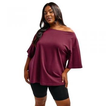 Heavyweight Red Slash Neck T‑Shirt
