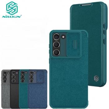 Nillkin QIN Pro Ledertasche für Galaxy S23 Plus, schützende Kamera-Schiebesicherung inklusive Geldfach, grün