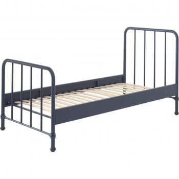 Lit simple en métal bleu mat Bronx 90x200 cm avec sommier inclus